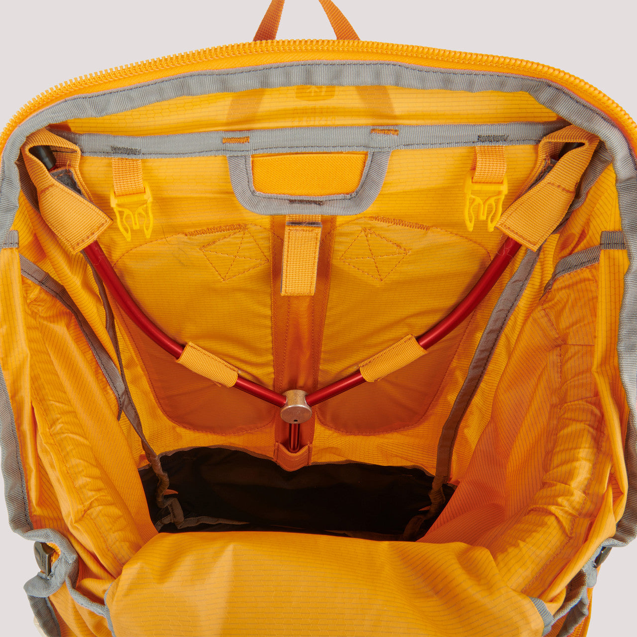 Sierra Designs Flex Capacitor 40-60 backpack, unzipped to show interior of main compartment