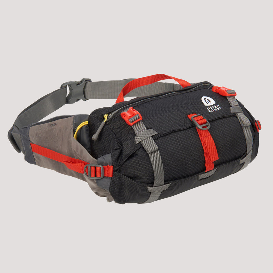 Sierra Designs Flex Lumbar 3-6 waist pack, black, front view, expanded